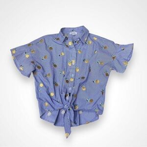 Lemon Embroidered Pinstripe Tie Front Top
Love, Fire size S/P